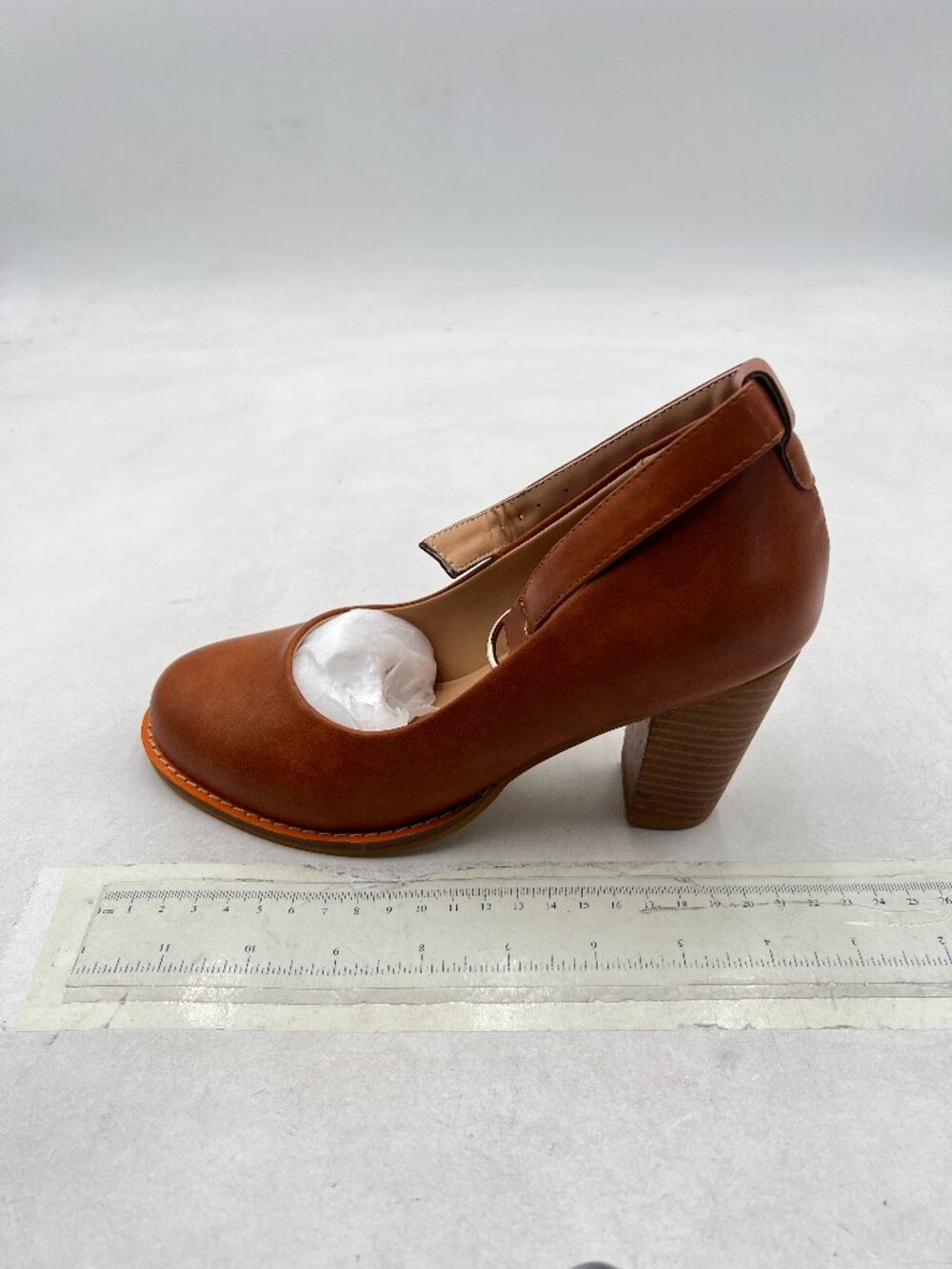 YDN Chocolate Block Stacked Heel Pumps Round Toe Ankle Strap Daily Outfit Shoes - Picture 2 of 8